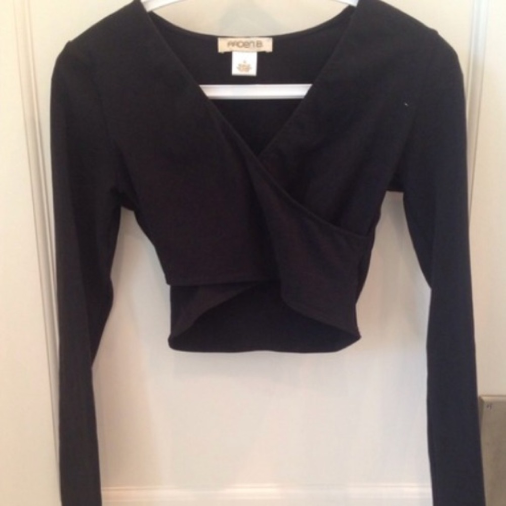 Black wrap crop top